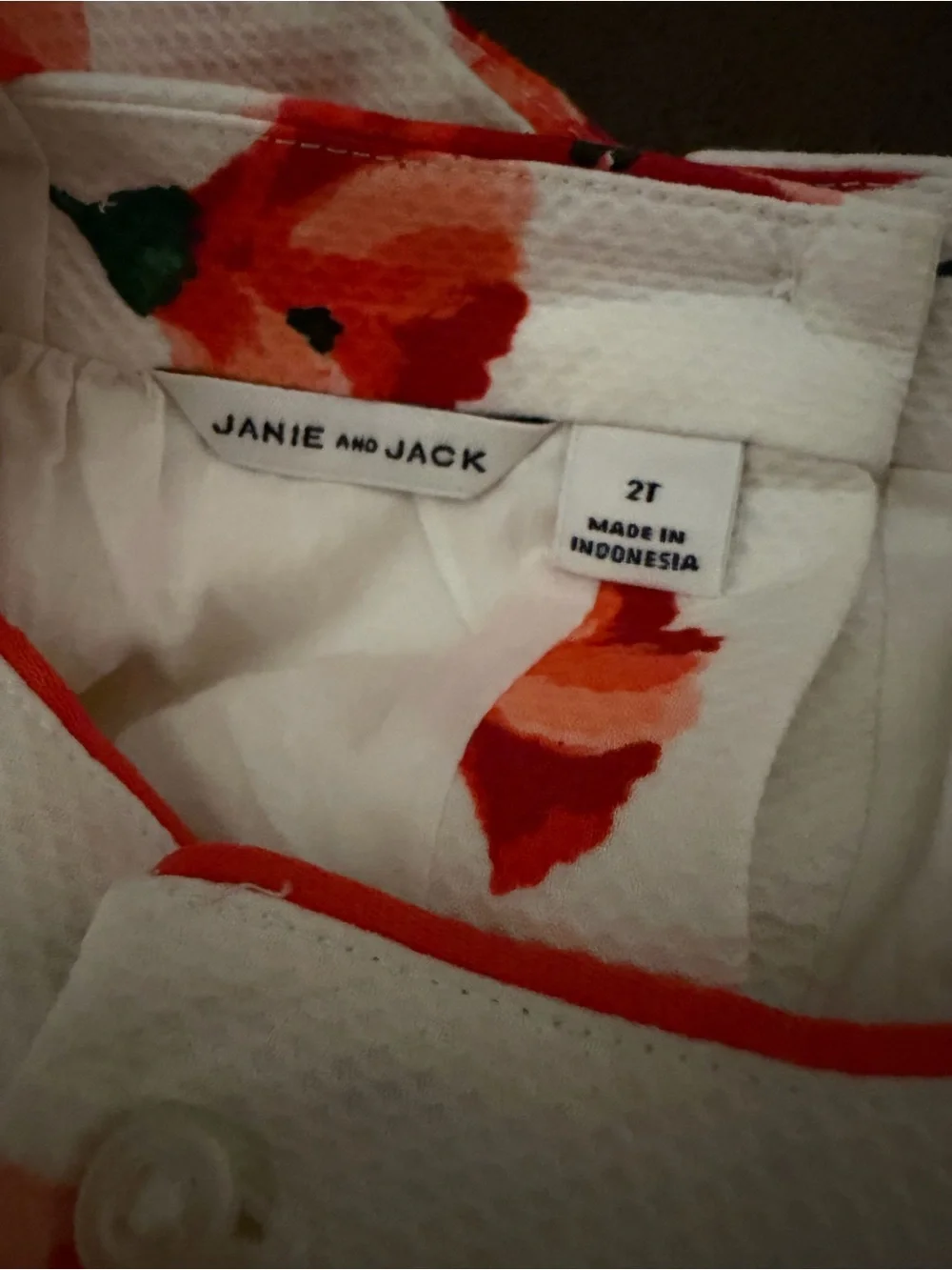 Janie and Jack White Dress with Red Floral Poppy Print